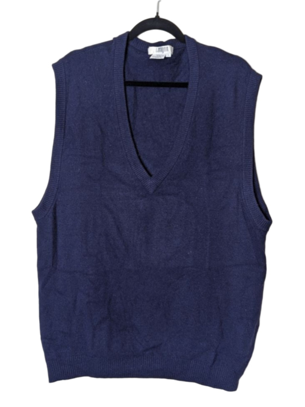 Men's I. Magnin Navy V-Neck 100% Cashmere Sweater Vest L V neck